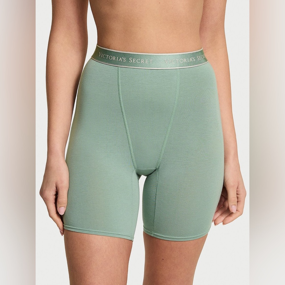 NWT Victoria’s Secret Logo Cotton High-Waist Boxer Brief Seasalt Green Size M